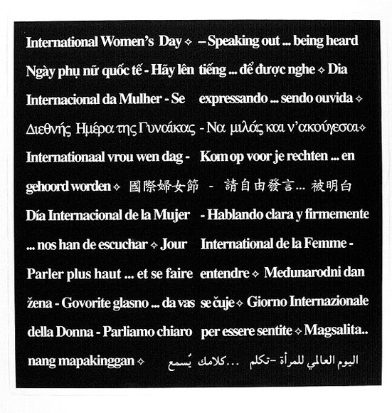 Artist: b'SKINNER, Philippa' | Title: bInternational Women's Day [1992]. | Date: 1992, February | Technique: b'screenprint, printed in black ink, from ones tencil'