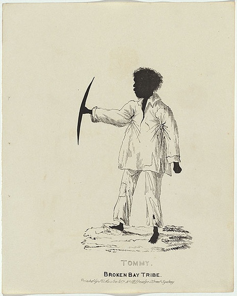 Artist: b'Fernyhough, William.' | Title: b'Tommy, Broken Bay Tribe.' | Date: 1836 | Technique: b'pen-lithograph, printed in black ink, from one zinc plate' Artist: b'Fernyhough, William.' | Title: b'Tommy, Broken Bay Tribe.' | Date: 1836 | Technique: b'pen-lithograph, printed in black ink, from one zinc plate'