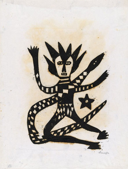 Title: b'Untitled.' | Date: 1969 | Technique: b'woodcut, printed in black ink, from one block'