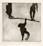 Artist: BALDESSIN, George | Title: Acrobats. | Date: 1964 | Technique: colour etching and aquatint printed in intaglio and in relief