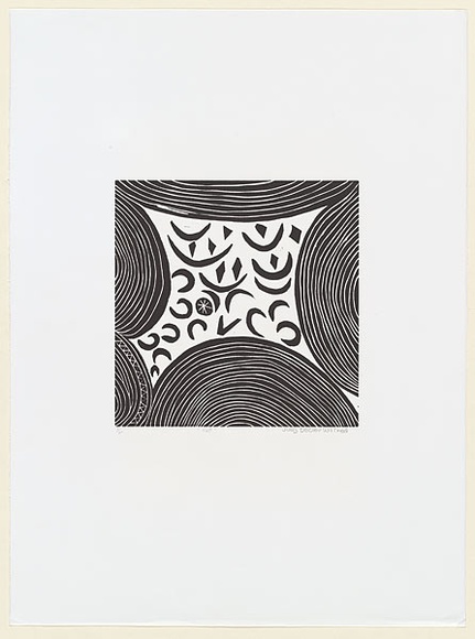 Artist: b'Doctor Wilfred, Judy.' | Title: b'Hills' | Date: c.2001 | Technique: b'linocut, printed in black ink, from one block' Artist: b'Doctor Wilfred, Judy.' | Title: b'Hills' | Date: c.2001 | Technique: b'linocut, printed in black ink, from one block'