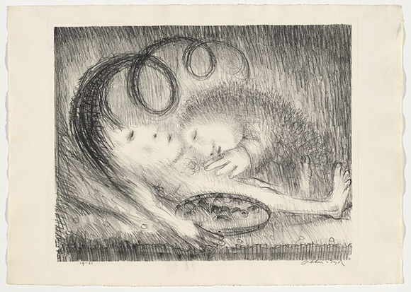 Artist: b'BOYD, Arthur' | Title: b'St Clare attending to St Francis.' | Date: (1965) | Technique: b'lithograph, printed in black ink, from one plate' | Copyright: b'Reproduced with permission of Bundanon Trust' Artist: b'BOYD, Arthur' | Title: b'St Clare attending to St Francis.' | Date: (1965) | Technique: b'lithograph, printed in black ink, from one plate' | Copyright: b'Reproduced with permission of Bundanon Trust'