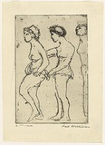 Artist: WILLIAMS, Fred | Title: Chorus girls | Date: 1955-56 | Technique: etching, aquatint and drypoint, printed in black ink, from one zinc plate | Copyright: © Fred Williams Estate