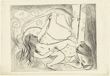 Artist: BOYD, Arthur | Title: Danae on a couch with open window. | Date: (1968-69) | Technique: drypoint, printed in black ink, from one plate | Copyright: Reproduced with permission of Bundanon Trust