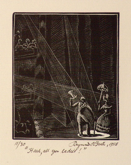 Artist: b'McGrath, Raymond.' | Title: b'Hark, all you Ladies' | Date: 1928 | Technique: b'wood-engraving, printed in black ink, from one block'