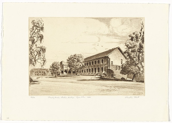 Artist: b'PLATT, Austin' | Title: b'Presbyterian Ladies College, Pymble' | Date: 1946 | Technique: b'etching' Artist: b'PLATT, Austin' | Title: b'Presbyterian Ladies College, Pymble' | Date: 1946 | Technique: b'etching'