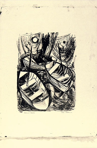 Artist: b'Adams, Tate.' | Title: b'Fishing Boats.' | Date: c.1954 | Technique: b'lithograph, printed in black ink, from one zinc plate' Artist: b'Adams, Tate.' | Title: b'Fishing Boats.' | Date: c.1954 | Technique: b'lithograph, printed in black ink, from one zinc plate'
