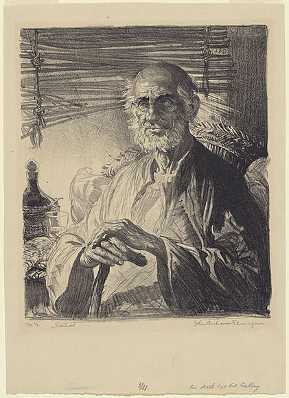 Artist: b'Flanagan, John Richard.' | Title: b'Portrait.' | Date: c.1925 | Technique: b'lithograph, printed in black ink, from one stone' Artist: b'Flanagan, John Richard.' | Title: b'Portrait.' | Date: c.1925 | Technique: b'lithograph, printed in black ink, from one stone'