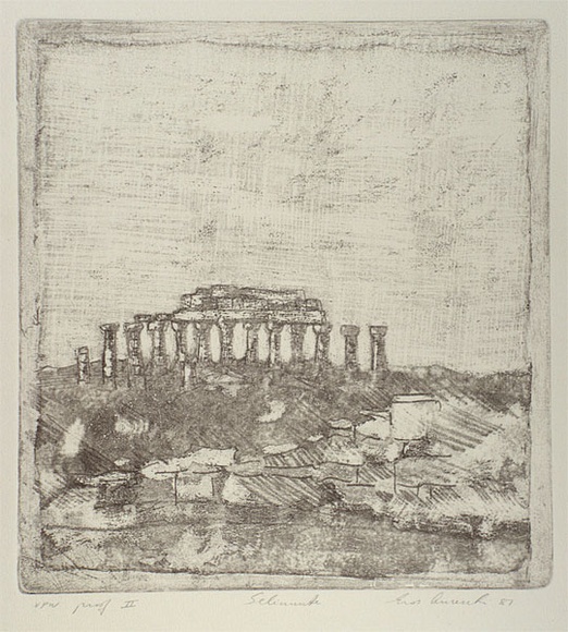 Artist: b'Anceschi, Eros.' | Title: b'Selinunte' | Date: 1987 | Technique: b'etching and aquatint, printed in black ink, from one copper plate' Artist: b'Anceschi, Eros.' | Title: b'Selinunte' | Date: 1987 | Technique: b'etching and aquatint, printed in black ink, from one copper plate'