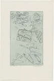 Artist: b'WALKER, Murray' | Title: b'A cosmetiques still life and self portrait.' | Date: 1973 | Technique: b'etching, printed in black ink, from one plate'