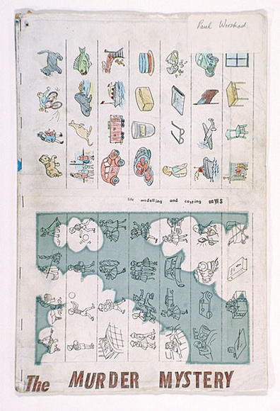 Artist: b'WORSTEAD, Paul' | Title: b'The murder mystery, no. 35:' | Technique: b'offset-lithograph, gelatin silver photograph, xerox and coloured pencil' | Copyright: b'This work appears on screen courtesy of the artist' Artist: b'WORSTEAD, Paul' | Title: b'The murder mystery, no. 35:' | Technique: b'offset-lithograph, gelatin silver photograph, xerox and coloured pencil' | Copyright: b'This work appears on screen courtesy of the artist'