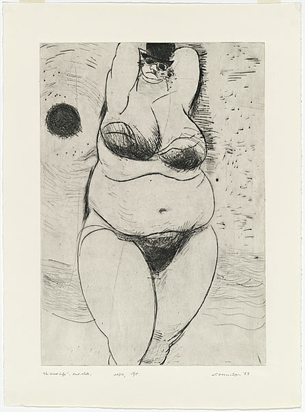 Artist: Counihan, Noel. | Title: The good life. | Date: 1969 | Technique: drypoint, printed in black ink with plate-tone, from one copper plate Artist: Counihan, Noel. | Title: The good life. | Date: 1969 | Technique: drypoint, printed in black ink with plate-tone, from one copper plate