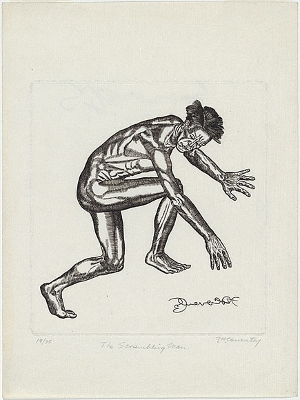 Artist: b'Coventry, Frederick.' | Title: b'The scrambling man.' | Date: 1929-30 | Technique: b'engraving, printed in black ink, from one copper plate' Artist: b'Coventry, Frederick.' | Title: b'The scrambling man.' | Date: 1929-30 | Technique: b'engraving, printed in black ink, from one copper plate'