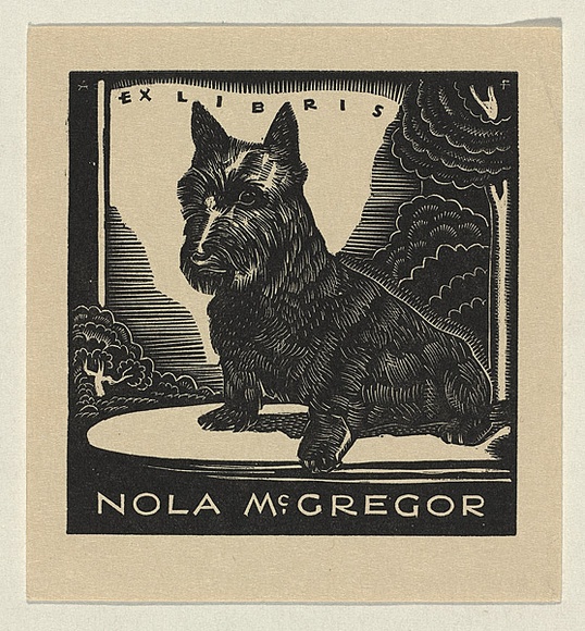 Artist: b'FEINT, Adrian' | Title: b'Bookplate: Nola McGregor.' | Date: 1933 | Technique: b'wood-engraving' | Copyright: b'Courtesy the Estate of Adrian Feint' Artist: b'FEINT, Adrian' | Title: b'Bookplate: Nola McGregor.' | Date: 1933 | Technique: b'wood-engraving' | Copyright: b'Courtesy the Estate of Adrian Feint'