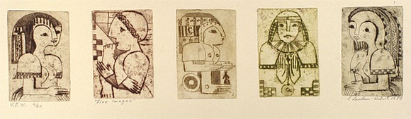 Artist: b'Lankau-Kubitz, Sigrid.' | Title: b'Five images' | Date: 1982 | Technique: b'etching, printed in colour, from five plates' Artist: b'Lankau-Kubitz, Sigrid.' | Title: b'Five images' | Date: 1982 | Technique: b'etching, printed in colour, from five plates'