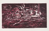 Artist: MEYER, Bill | Title: Landscaped lady | Date: 1969 | Technique: woodcut, printed in two colours, from one block; initial printing with block tone and grain | Copyright: © Bill Meyer