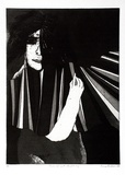 Artist: BALDESSIN, George | Title: Personage with striped rug. | Date: 1966 | Technique: etching and aquatint, printed in black ink, from one plate