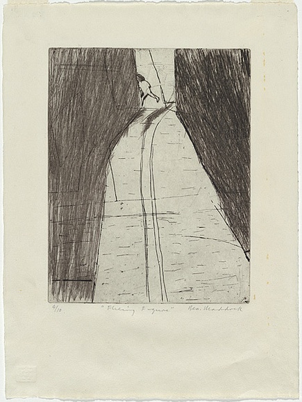 Artist: b'MADDOCK, Bea' | Title: b'Fleeing figure' | Date: 1968 | Technique: b'etching and drypoint, printed in black ink, from one plate' Artist: b'MADDOCK, Bea' | Title: b'Fleeing figure' | Date: 1968 | Technique: b'etching and drypoint, printed in black ink, from one plate'