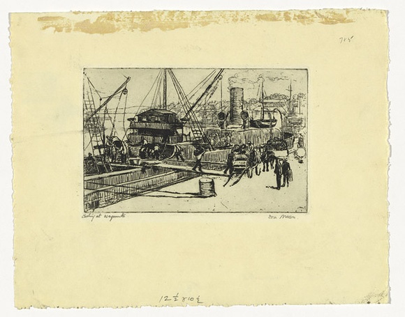 Artist: b'Meeson, Dora.' | Title: b'Coaling at Weymouth' | Date: by 1934 | Technique: b'etching, printed in black ink, from one plate' Artist: b'Meeson, Dora.' | Title: b'Coaling at Weymouth' | Date: by 1934 | Technique: b'etching, printed in black ink, from one plate'