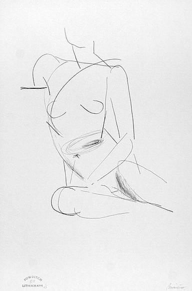 Artist: Powditch, Peter. | Title: not titled [seated feamale nude] | Date: c.1972 | Technique: lithograph, printed in black ink, from one plate