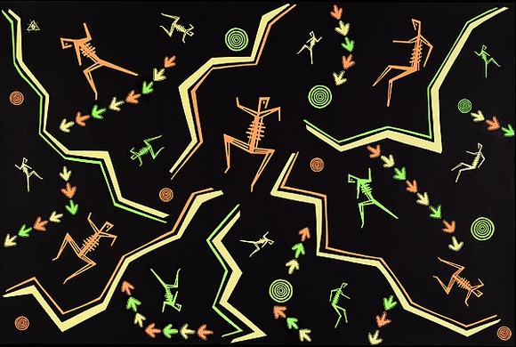 Artist: b'CALLAGHAN, Michael' | Title: b'Wrapping paper: Imparja.' | Date: 1986 | Technique: b'screenprint, printed in colour, from three stencils' | Copyright: b'\xc2\xa9 Michael Callaghan' Artist: b'CALLAGHAN, Michael' | Title: b'Wrapping paper: Imparja.' | Date: 1986 | Technique: b'screenprint, printed in colour, from three stencils' | Copyright: b'\xc2\xa9 Michael Callaghan'