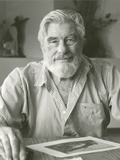 Artist: Heath, Gregory. | Title: Portrait of Bim Hilder, Australian printmaker, with Bridge etching, 1989 | Date: 1989