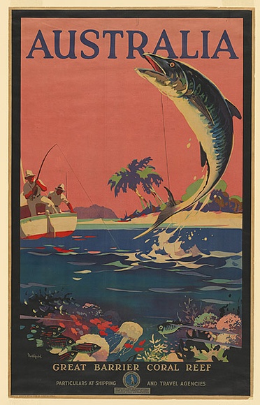 Artist: b'Northfield, James.' | Title: b'Great Barrier Coral Reef, Australia.' | Date: (1930s) | Technique: b'lithograph, printed in colour, from multiple stones' | Copyright: b'\xc2\xa9 James Northfield Heritage Art Trust' Artist: b'Northfield, James.' | Title: b'Great Barrier Coral Reef, Australia.' | Date: (1930s) | Technique: b'lithograph, printed in colour, from multiple stones' | Copyright: b'\xc2\xa9 James Northfield Heritage Art Trust'