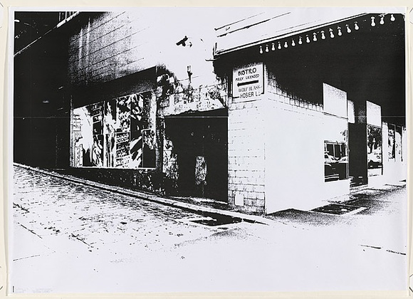 Artist: b'Dest.' | Title: b'Documentation of AO series on side of Forum Theatre.' | Date: 2004 | Technique: b'photocopy, printed in black ink' Artist: b'Dest.' | Title: b'Documentation of AO series on side of Forum Theatre.' | Date: 2004 | Technique: b'photocopy, printed in black ink'