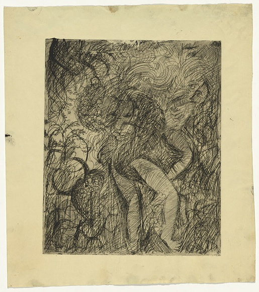 Artist: b'BOYD, Arthur' | Title: bLovers with beast's head. | Date: (1962-63) | Technique: b'etching, printed in black ink, from one plate' | Copyright: b'Reproduced with permission of Bundanon Trust' Artist: b'BOYD, Arthur' | Title: bLovers with beast's head. | Date: (1962-63) | Technique: b'etching, printed in black ink, from one plate' | Copyright: b'Reproduced with permission of Bundanon Trust'
