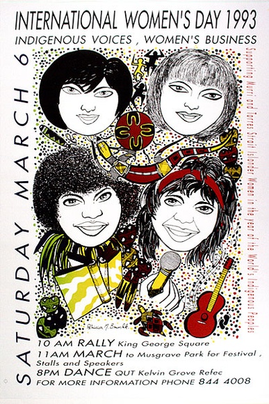 Artist: b'ACCESS 13' | Title: bInternational Women's Day [1993]. | Date: 1993, February | Technique: b'screenprint, printed in colour, from multiple stencils'