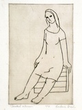 Artist: Brash, Barbara. | Title: Seated woman. | Date: c.1953 | Technique: etching, printed in brown ink with plate-tone, from one plate
