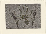 Artist: Missy, Billy. | Title: Sugu Ah Mabud | Date: 2000 | Technique: linocut, printed in black ink, from one block; hand-coloured