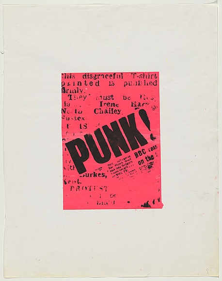 Artist: b'Johnson, Tim.' | Title: b'Punk' | Date: 1979 | Technique: b'screenprint, printed in colour, from multiple stencils' | Copyright: b'\xc2\xa9 Tim Johnson' Artist: b'Johnson, Tim.' | Title: b'Punk' | Date: 1979 | Technique: b'screenprint, printed in colour, from multiple stencils' | Copyright: b'\xc2\xa9 Tim Johnson'