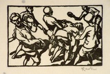 Artist: b'Hawkins, Weaver.' | Title: b'Fiesta' | Date: c.1930 | Technique: b'woodcut, printed in black ink, from one block' | Copyright: b'The Estate of H.F Weaver Hawkins'