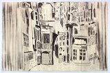 Artist: Crawford, Marian. | Title: not titled [street scene] [verso] | Date: 1995 | Technique: lithograph, printed in black ink, from one stone; hand-coloured