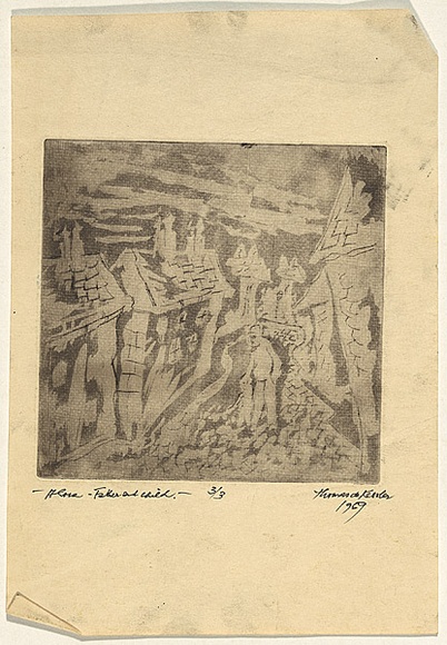 Title: b'Alone - father and child' | Date: 1969 | Technique: b'aquatint and etching, printed in black ink, from one plate'