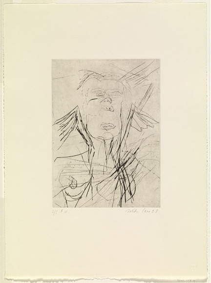 Artist: b'PARR, Mike' | Title: b'Hybridia 4.' | Date: 1989 | Technique: b'drypoint, printed in black ink, from one copper plate' Artist: b'PARR, Mike' | Title: b'Hybridia 4.' | Date: 1989 | Technique: b'drypoint, printed in black ink, from one copper plate'