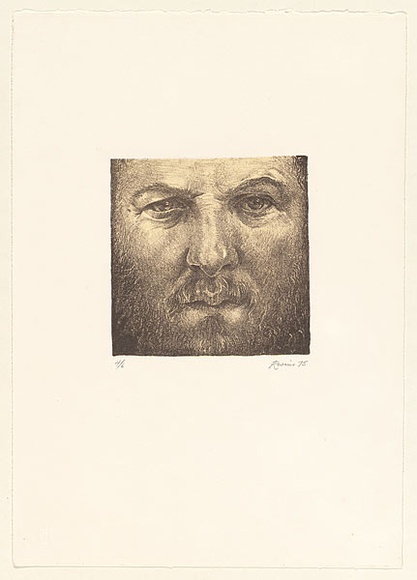Artist: b'EWINS, Rod' | Title: b'not titled [self-portrait].' | Date: 1975 | Technique: b'crayon-lithograph, printed in black ink, from one stone'