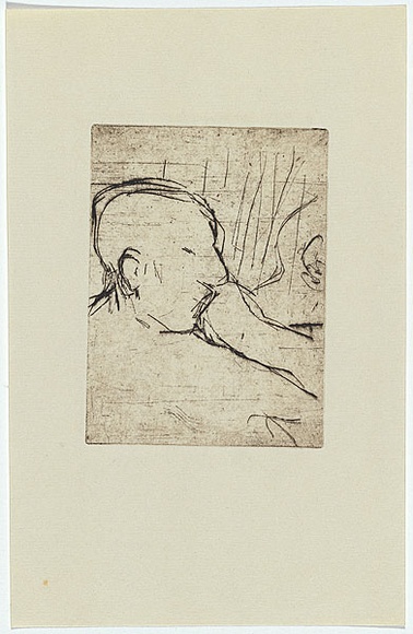 Artist: b'MADDOCK, Bea' | Title: b'Two tram heads.' | Date: 1964 | Technique: b'etching and drypoint, printed in warm black ink, from one copper plate' Artist: b'MADDOCK, Bea' | Title: b'Two tram heads.' | Date: 1964 | Technique: b'etching and drypoint, printed in warm black ink, from one copper plate'