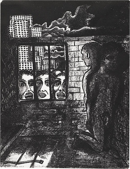 Artist: b'Bennett, Gordon.' | Title: b'not titled' | Date: 1987 | Technique: b'lithograph, printed in black ink, from one stone [or plate]' | Copyright: b'\xc2\xa9 Gordon Bennett, Licensed by VISCOPY, Australia'