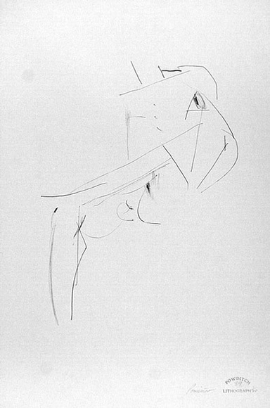 Artist: Powditch, Peter. | Title: not titled [seated male nude] | Date: c.1972 | Technique: lithograph, printed in black ink, from one plate
