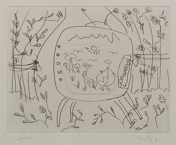 Artist: b'Risley, Tom.' | Title: b'not titled [crab] [set of 3 etchings #3]' | Date: 1990 | Technique: b'etching, printed in black ink, from one plate; with embossing'