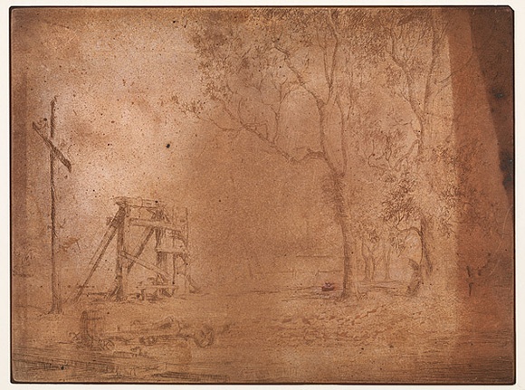 Artist: b'Glover, Allan.' | Title: b'Etching plate for Towards Trewren and Karkarilla' | Technique: b'etched plate' Artist: b'Glover, Allan.' | Title: b'Etching plate for Towards Trewren and Karkarilla' | Technique: b'etched plate'