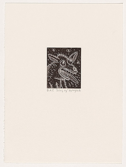 Artist: b'Mombassa, Reg.' | Title: b'Smiling dog' | Date: 2001 | Technique: b'relief-etching, printed in black ink, from one plate'