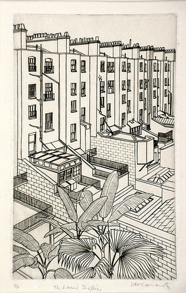 Artist: b'Coventry, Frederick.' | Title: b'The local tropics.' | Date: 1929-30 | Technique: b'engraving, printed in black ink, from one copper plate' Artist: b'Coventry, Frederick.' | Title: b'The local tropics.' | Date: 1929-30 | Technique: b'engraving, printed in black ink, from one copper plate'