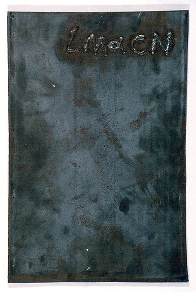 Artist: b'WORSTEAD, Paul' | Title: b'On steel, no. 1: from the series Life modelling and casting news: an artist\'s magazine consisting of a metal plate.' | Technique: b'metal plate' | Copyright: b'This work appears on screen courtesy of the artist' Artist: b'WORSTEAD, Paul' | Title: b'On steel, no. 1: from the series Life modelling and casting news: an artist\'s magazine consisting of a metal plate.' | Technique: b'metal plate' | Copyright: b'This work appears on screen courtesy of the artist'