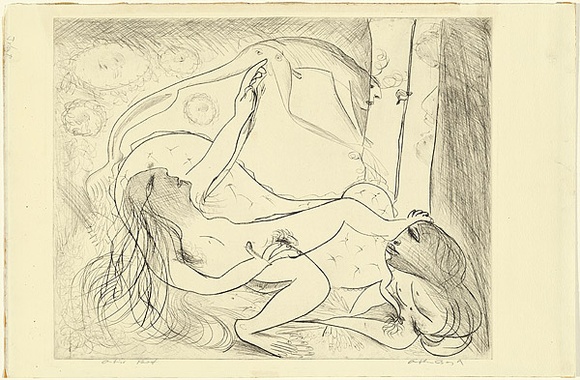 Artist: b'BOYD, Arthur' | Title: b'Danae on a couch with open window.' | Date: (1968-69) | Technique: b'drypoint, printed in black ink, from one plate' | Copyright: b'Reproduced with permission of Bundanon Trust' Artist: b'BOYD, Arthur' | Title: b'Danae on a couch with open window.' | Date: (1968-69) | Technique: b'drypoint, printed in black ink, from one plate' | Copyright: b'Reproduced with permission of Bundanon Trust'