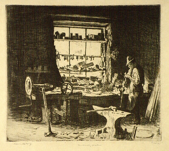 Artist: b'LINDSAY, Lionel' | Title: b'The smithy window, Ambleside' | Date: 1924 | Technique: b'drypoint and etching, printed in black ink, from one plate' | Copyright: b'Courtesy of the National Library of Australia' Artist: b'LINDSAY, Lionel' | Title: b'The smithy window, Ambleside' | Date: 1924 | Technique: b'drypoint and etching, printed in black ink, from one plate' | Copyright: b'Courtesy of the National Library of Australia'