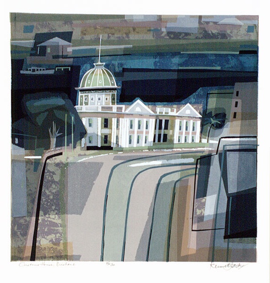 Artist: b'Jack, Kenneth.' | Title: b'Customs House, Brisbane' | Date: 1965 | Technique: b'screenprint, printed in colour, from 12 stencils' | Copyright: b'\xc2\xa9 Kenneth Jack. Licensed by VISCOPY, Australia' Artist: b'Jack, Kenneth.' | Title: b'Customs House, Brisbane' | Date: 1965 | Technique: b'screenprint, printed in colour, from 12 stencils' | Copyright: b'\xc2\xa9 Kenneth Jack. Licensed by VISCOPY, Australia'