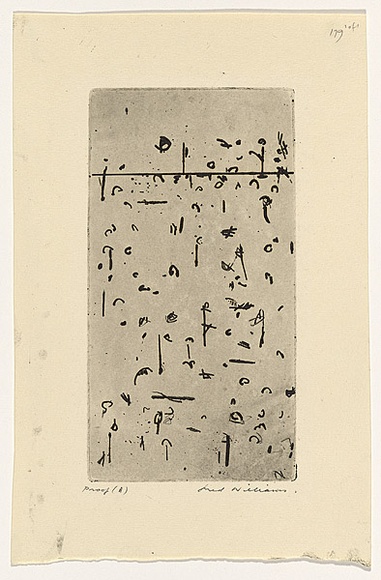 Artist: b'WILLIAMS, Fred' | Title: b'Decorative panel, You Yangs. Number 3' | Date: 1965-66 | Technique: b'etching, flat biting, mezzotint, engraving, printed in black ink with plate-tone' | Copyright: b'\xc2\xa9 Fred Williams Estate' Artist: b'WILLIAMS, Fred' | Title: b'Decorative panel, You Yangs. Number 3' | Date: 1965-66 | Technique: b'etching, flat biting, mezzotint, engraving, printed in black ink with plate-tone' | Copyright: b'\xc2\xa9 Fred Williams Estate'